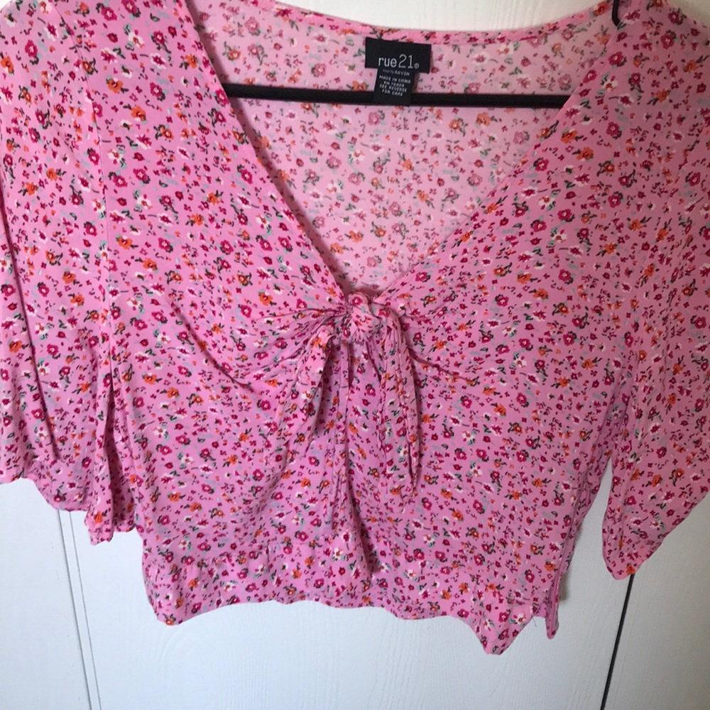 Small pink floral blouse